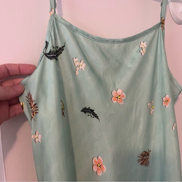 NWT VRG GRL Mint Green Floral Slip Dress Midi Adjustable Spaghetti Strap 8 - Picture 2 of 12